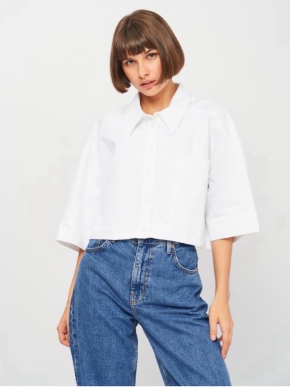 Zara Cropped Oversized Button Down